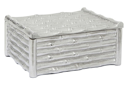 Hiba Large Silver Finish Bamboo Effect Trinket Box