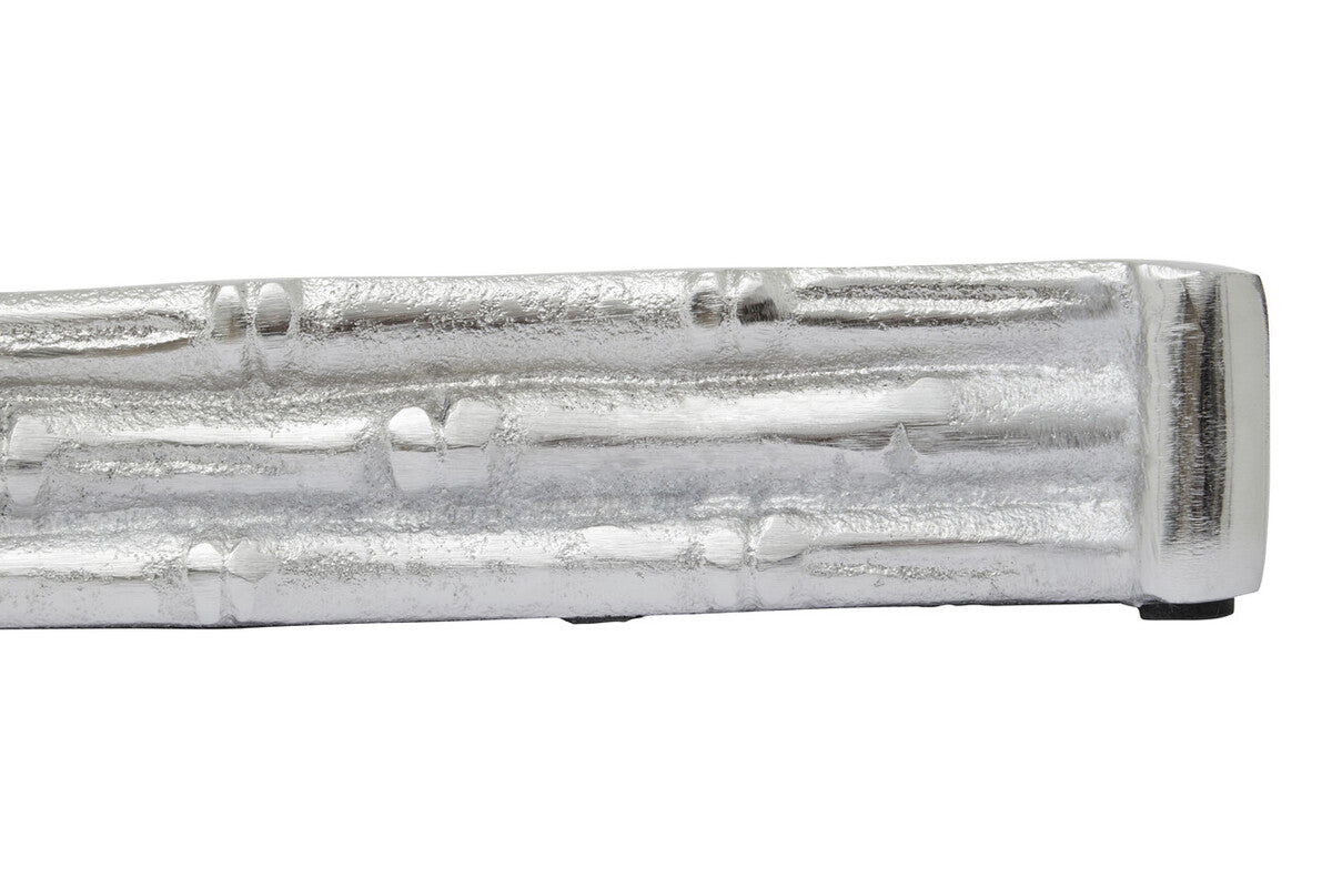Hiba Silver Finish Bamboo Effect Mirrored Tray
