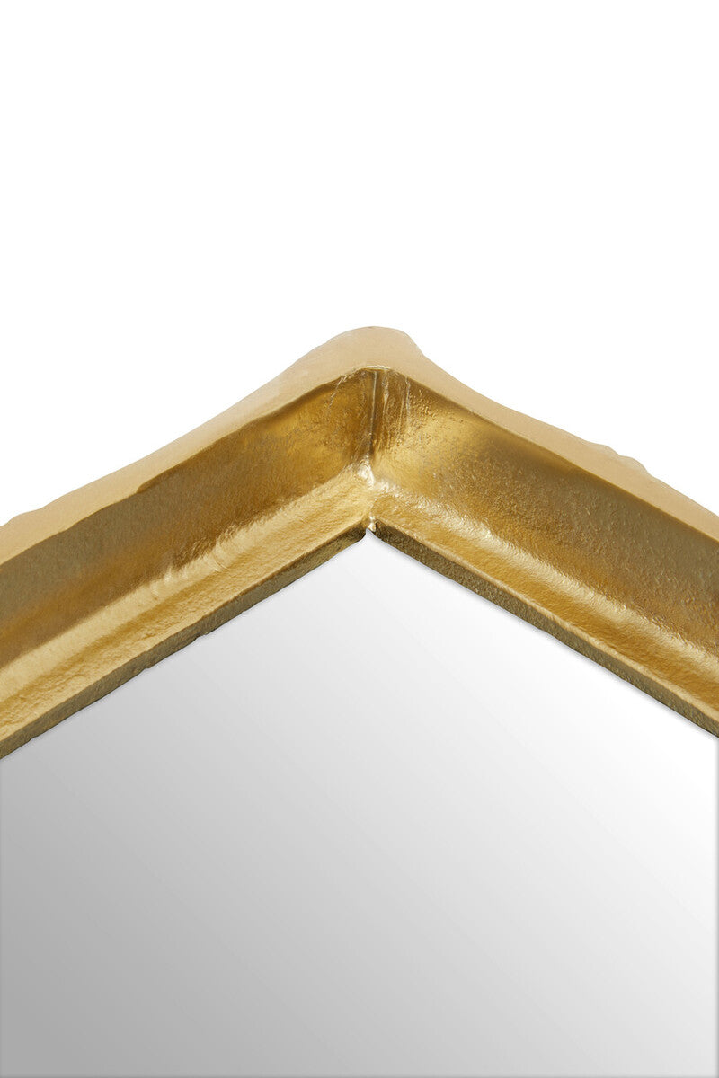 Hiba Gold Finish Bamboo Effect Mirrored Tray