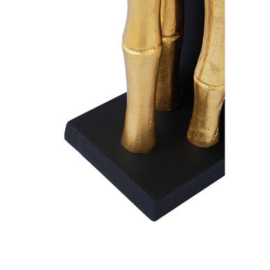 Hiba Set Of Two Gold Finish Bamboo Effect Bookends