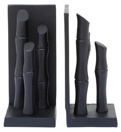 Hiba Set Of Two Black Finish Bamboo Effect Bookends