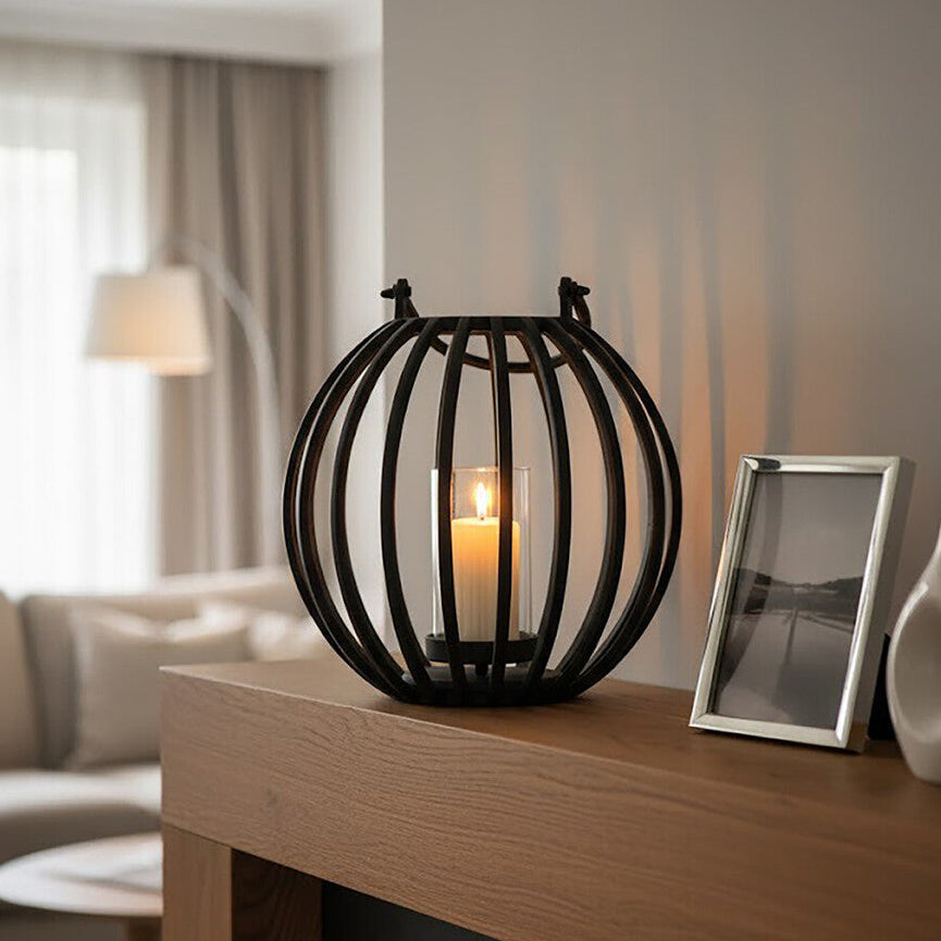 Large Matte Black Finish Lantern | Aura