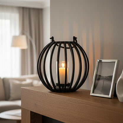 Large Matte Black Finish Lantern | Aura