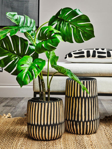 Arlo Large Natural And Black Wooden Vase