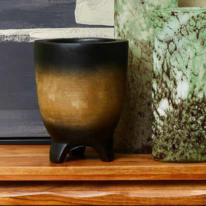 Arlo Small Wooden Black Ombre Planter