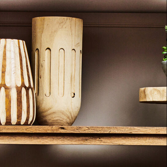 Arlo Natural Engraved Wooden Vase