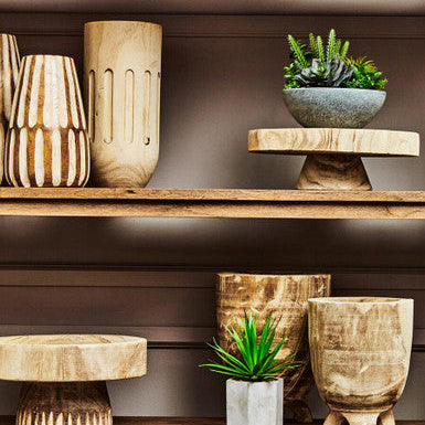 Arlo Natural Engraved Wooden Vase