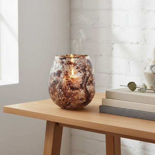 Garan Brown Marble Effect Large Candle Holder
