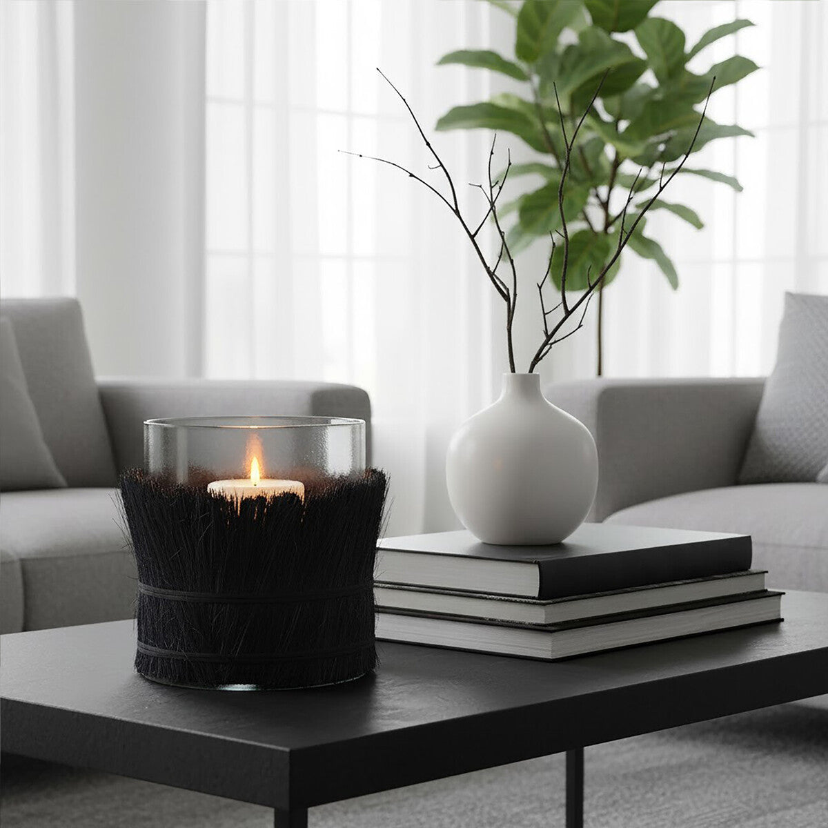 Black Medium Candle Holder | Kuta