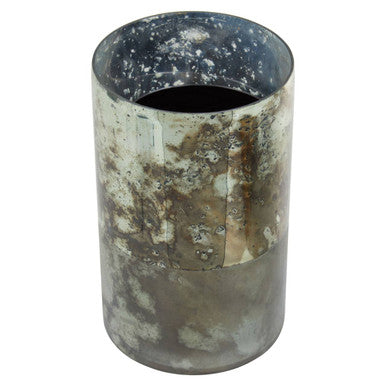 Gaia Medium Glass Vase in Metallic Antique Finish