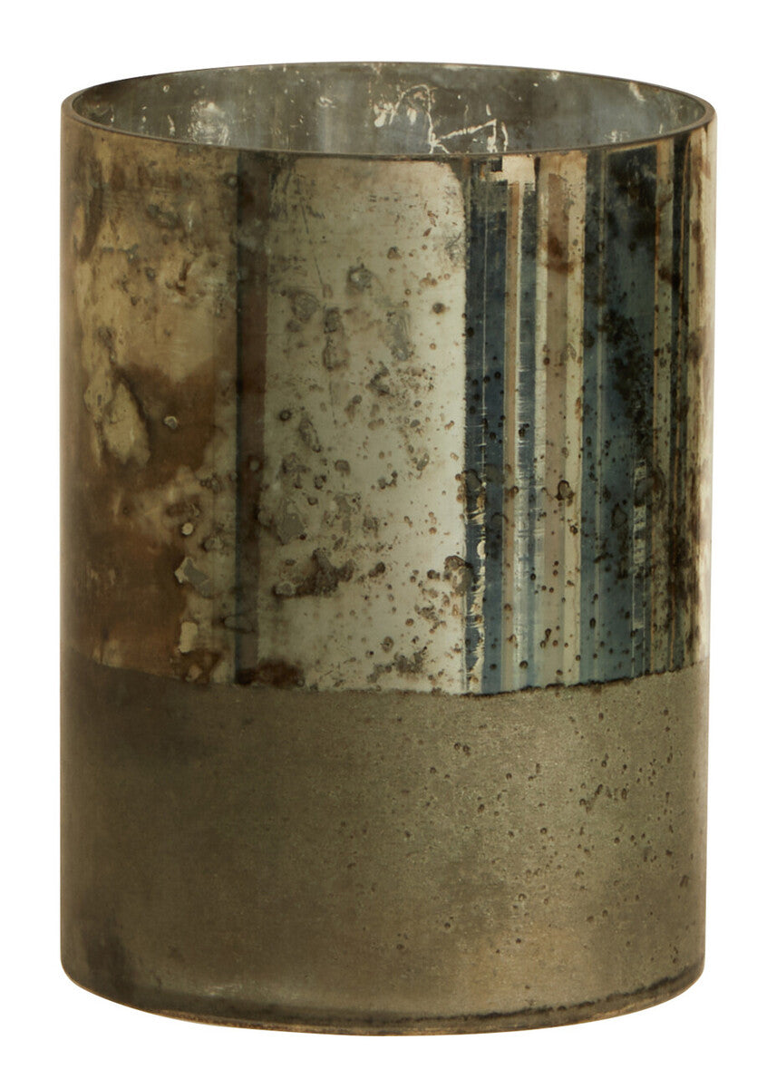 Gaia Small Glass Vase in Metallic Antique Finish