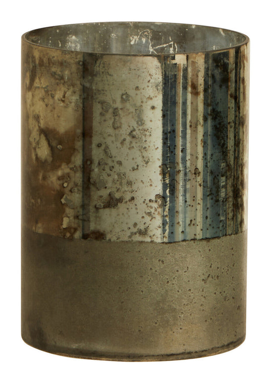 Gaia Small Glass Vase in Metallic Antique Finish