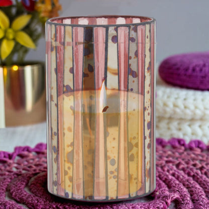 Gaia Pink Antique Finish Large Candle Holder