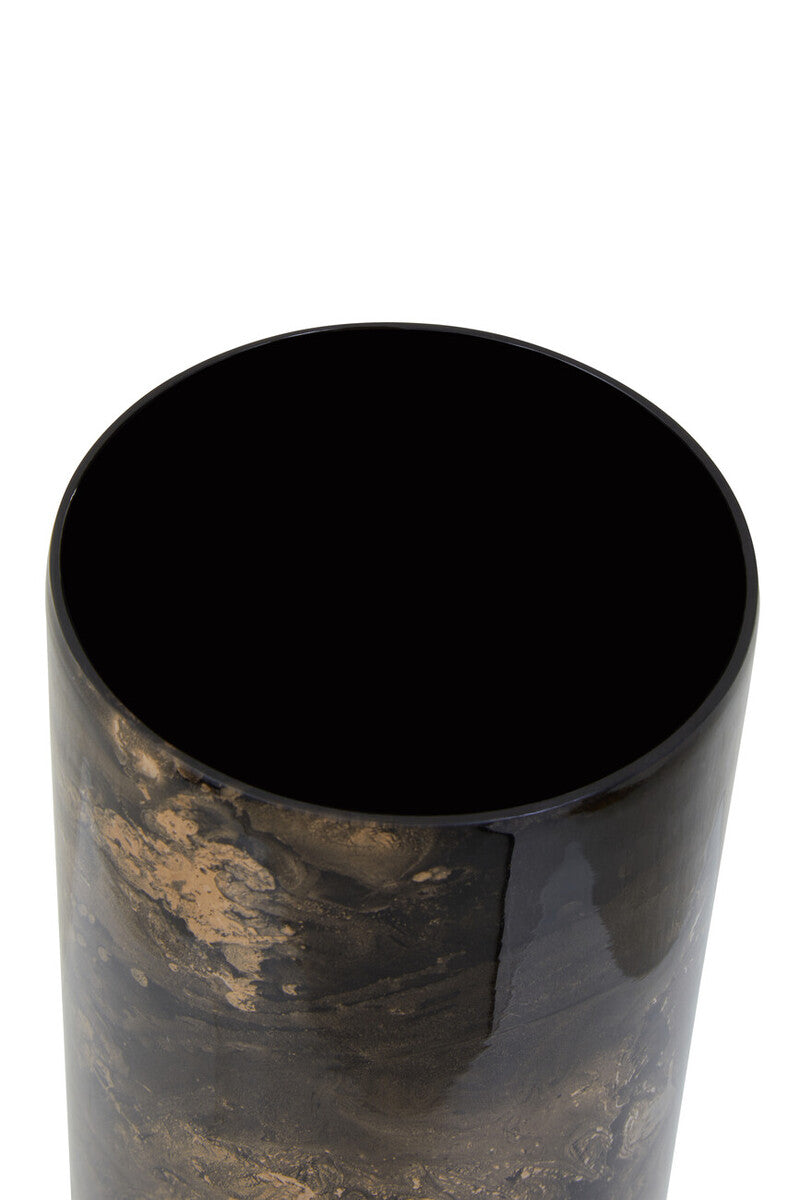 Gaia Black And Gold Marble Effect Large Candle Holder