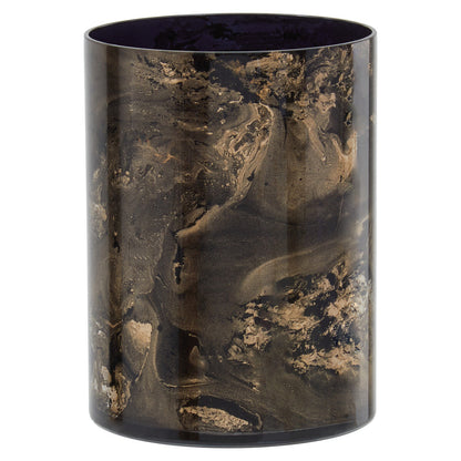 Gaia Black And Gold Marble Effect Small Candle Holder