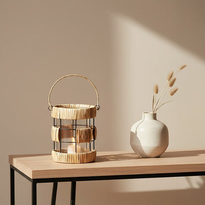Natural and Black Small Lantern | Kuta