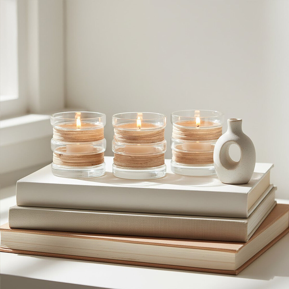 Set of 3 Natural Tealight Holders | Kuta
