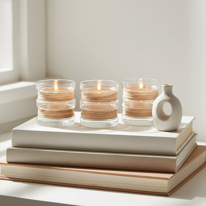 Set of 3 Natural Tealight Holders | Kuta