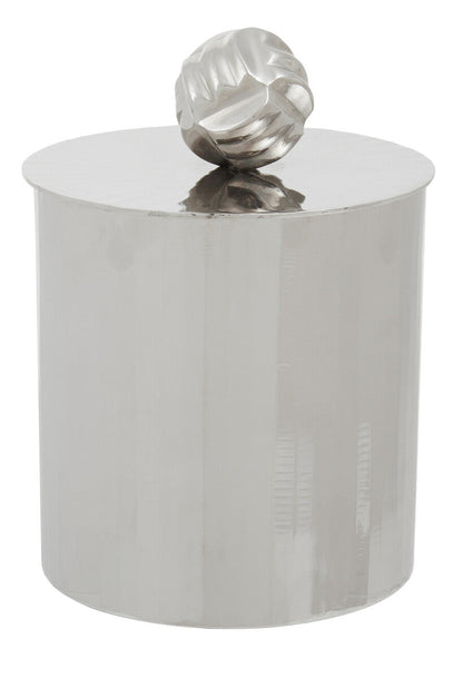 Amreli Large Vertical Textured Silver Metal Trinket Box