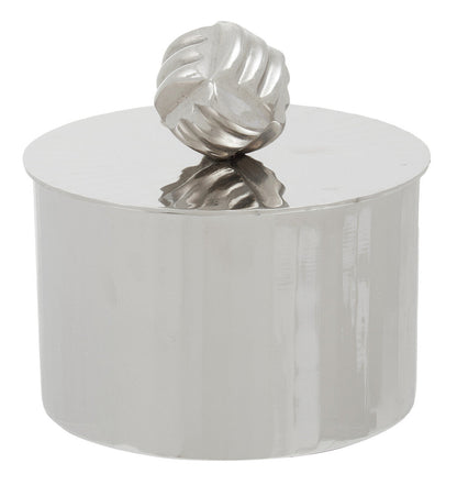 Amreli Small Vertical Textured Silver Metal Trinket Box
