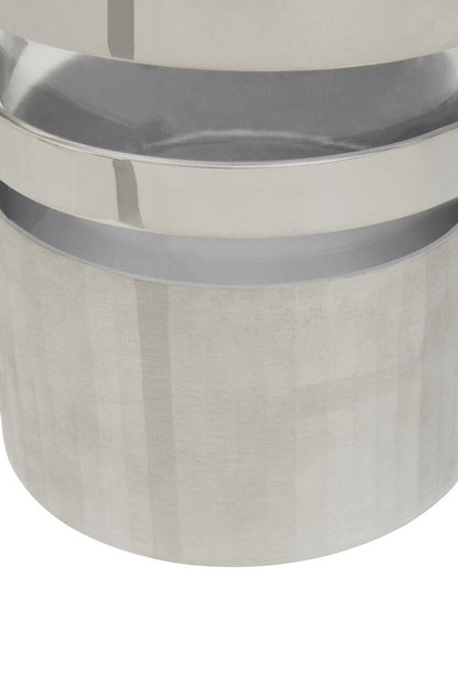 Amreli Small Vertical Textured Silver Metal Hurricane Candle Holder