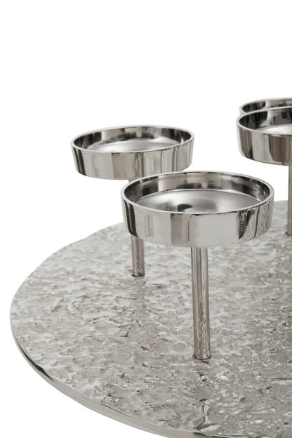 Akola Silver Round 6 Pillar Candle Holder