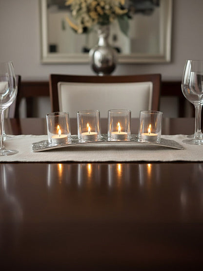 Akola Curved 4 Tealight Holder in Silver
