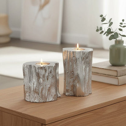 Akola Set Of Two Silver Tealight Holders