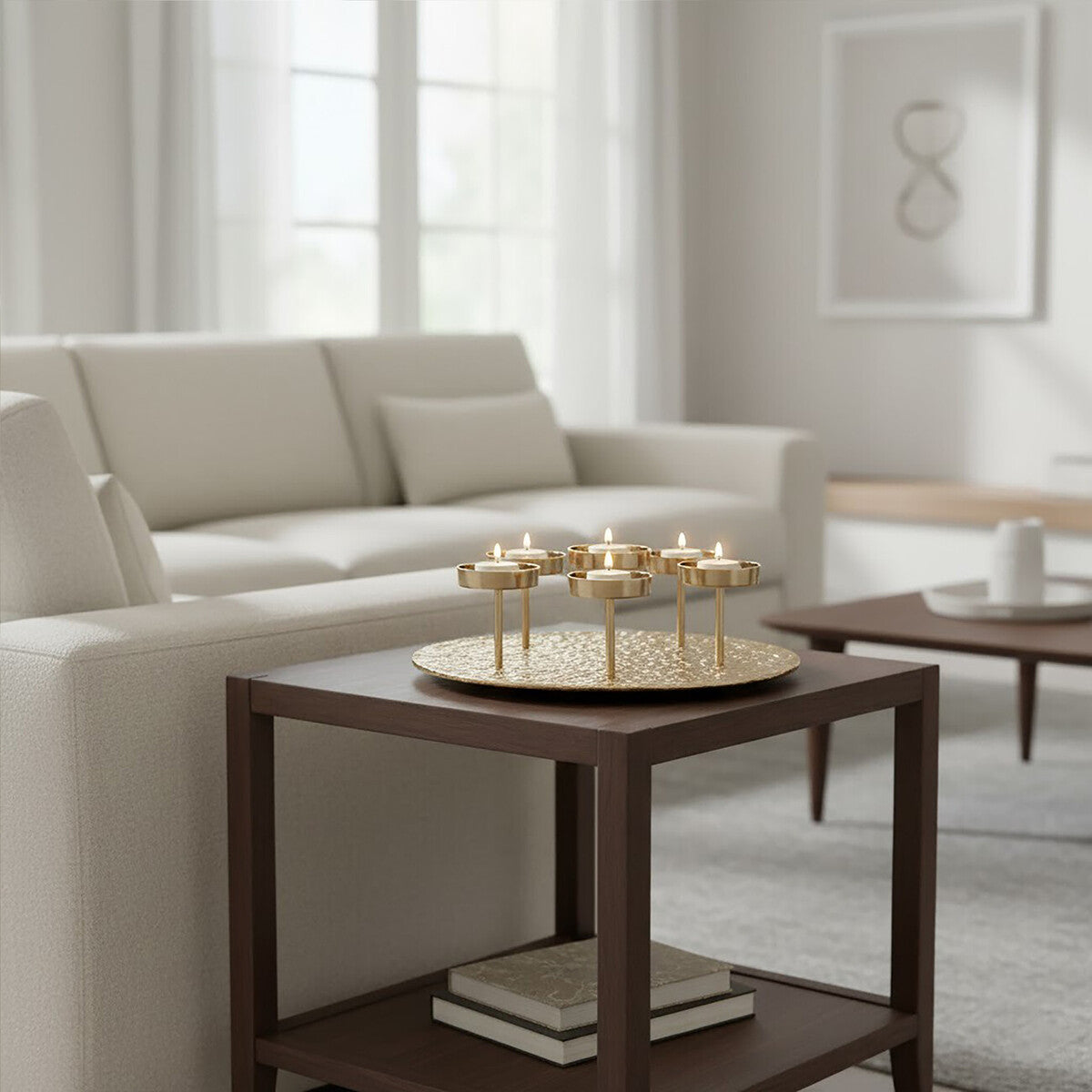 Gold Round Six Pillar Candle Holder | Akola