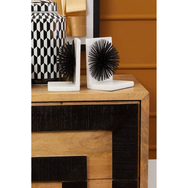 Mirano Set Of Two Black Finish Starburst Bookends