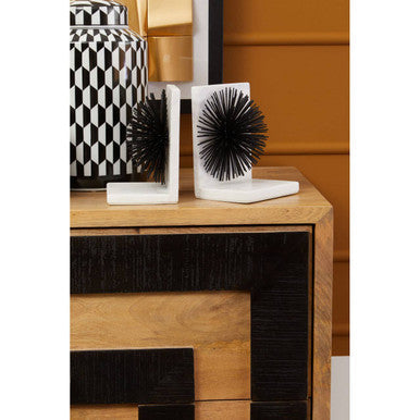 Mirano Set Of Two Black Finish Starburst Bookends