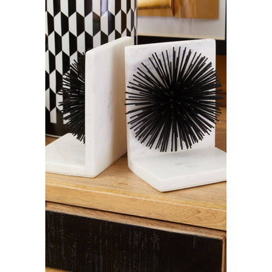 Mirano Set Of Two Black Finish Starburst Bookends
