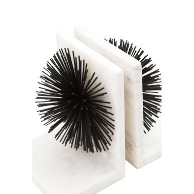 Mirano Set Of Two Black Finish Starburst Bookends