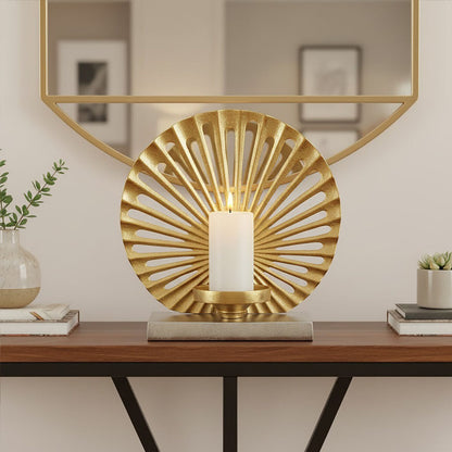 Dion Large Two Toned Silver and Gold Finish Candle Holder