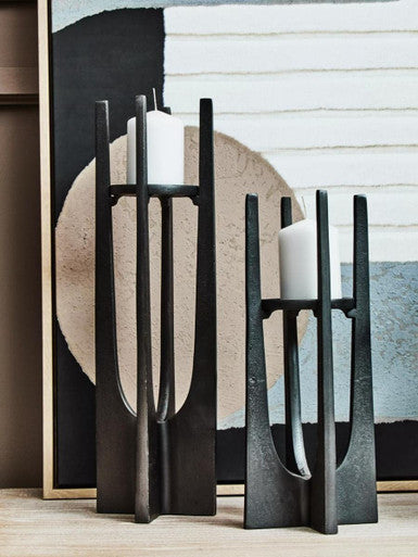Dante Small Washed Grey Finish Candle Holder