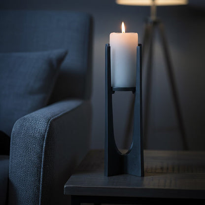 Dante Small Washed Grey Finish Candle Holder