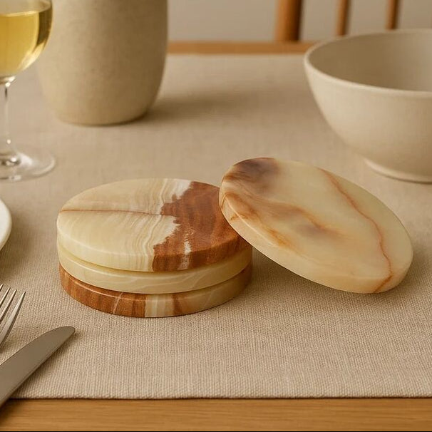 Oleena Set Of Four Onyx Coasters
