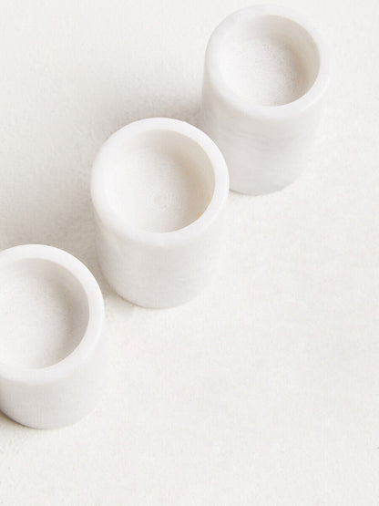 Salmo Set Of Three White Marble Tealight Holders