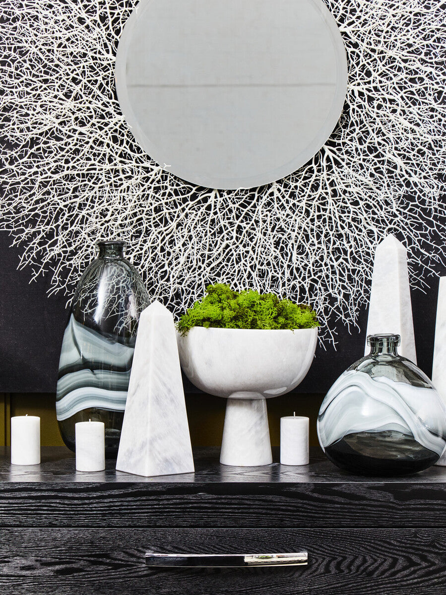 Salmo Set Of Three White Marble Tealight Holders