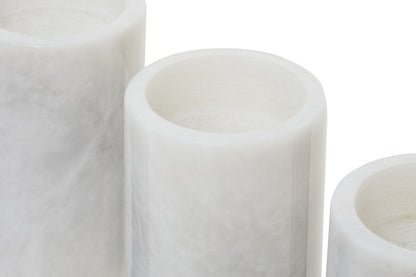Salmo Set Of Three White Marble Tealight Holders