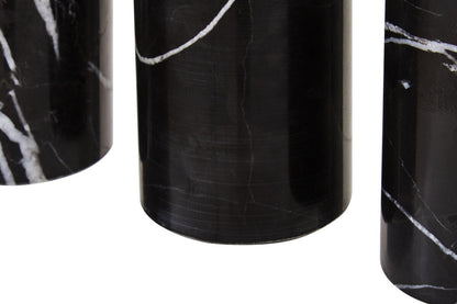Salmo Set Of Three Black Marble Tealight Holders