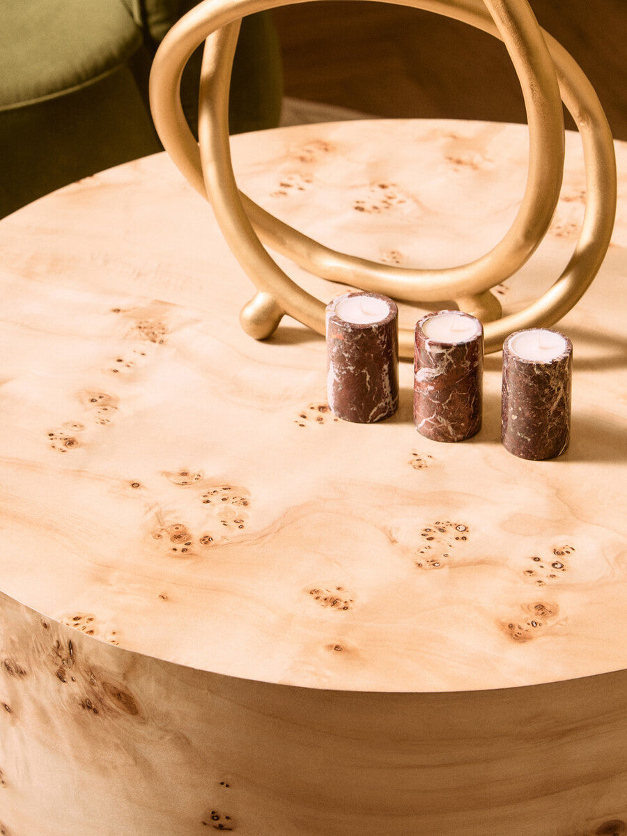 Salmo Set Of Three Red Marble Tealight Holders