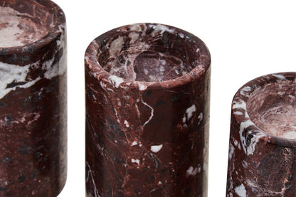 Salmo Set Of Three Red Marble Tealight Holders
