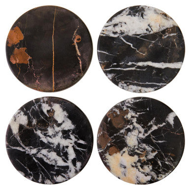 Salmo Black Marble Set of 4 Marble Coasters