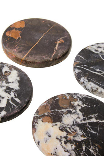 Salmo Black Marble Set of 4 Marble Coasters