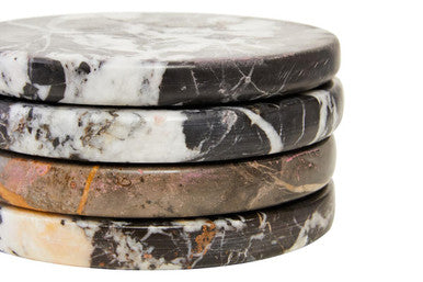 Salmo Black Marble Set of 4 Marble Coasters