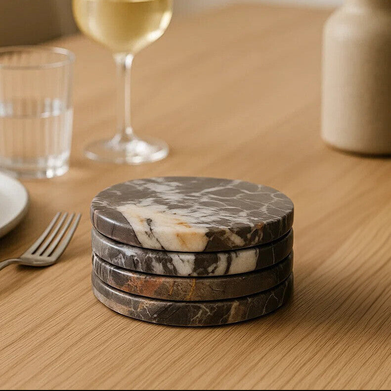 Salmo Black Marble Set of 4 Marble Coasters
