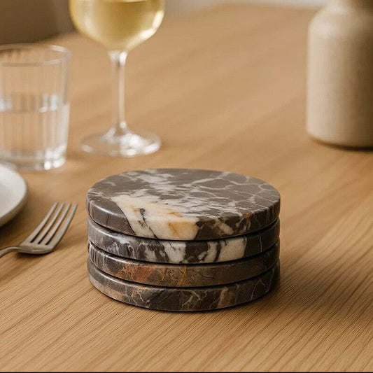 Salmo Black Marble Set of 4 Marble Coasters