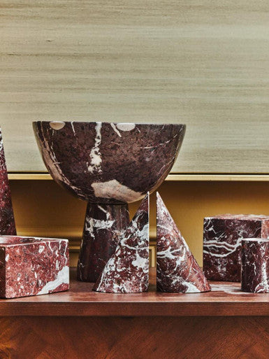Salmo Large Red Marble Pedestal Bowl