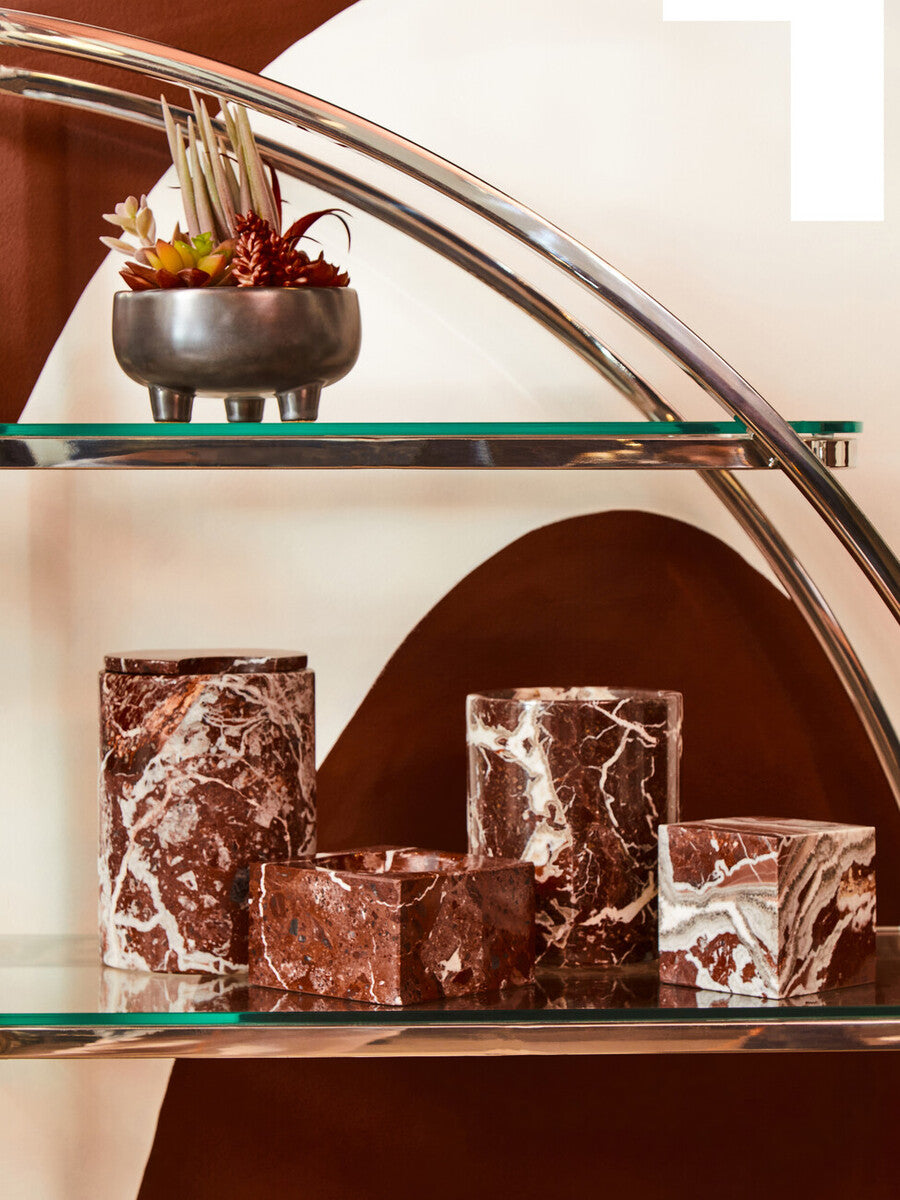 Salmo Square Red Marble Bowl